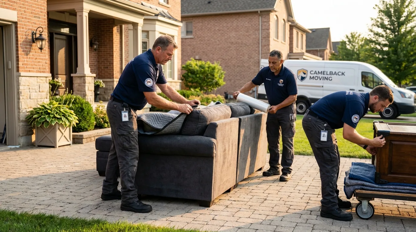 Large estate moving crew wrapping furniture in Hubbard, TX